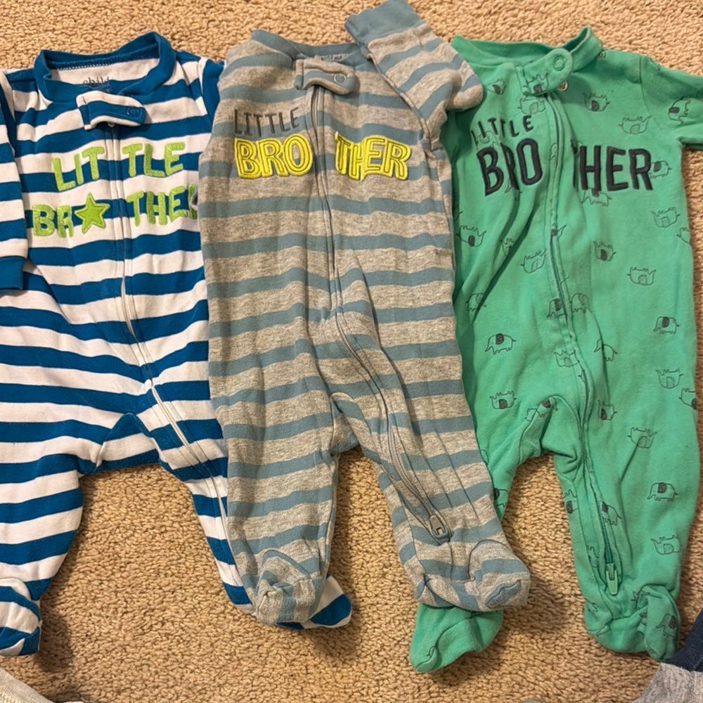 Little Brother Striped and Green Kids One Piece Set